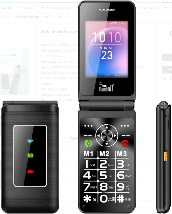 FLIP XXL MOBILNI TELEFON,Veliki displej u boji 2,8 inèa, Dual SIM (2G), FM, BT, 1400 mAh - Slika 2