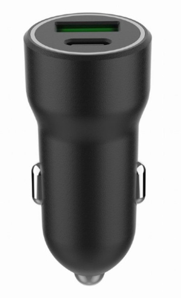 TA-UC-A2PDQC20-CAR-01 Gembird 2-port USB car fast charger, Type-C PD, 20 W, black