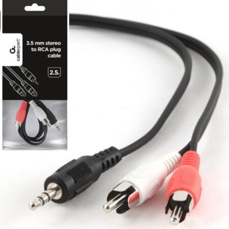 CCA-458-2.5M Gembird 3.5 mm stereo to RCA plug kabl 2.5 m