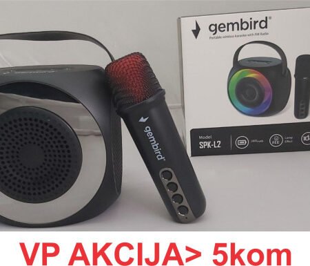SPK-L2 ** Gembird Bluetooth karaoke zvucnik RGB,10W,1800mAh, USB, microSD, AUX +mikrofon 500mAh(1360