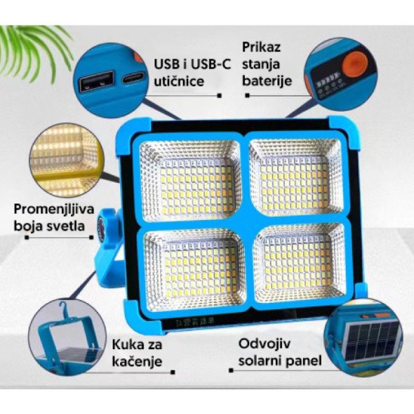Solarna serviserska LED lampa 288xSMD LED 5600mAh YW13501-3341 - Slika 2