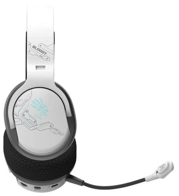 A4-GR370 WHITE A4Tech Bloody gejmerske slusalice sa mikrofonom, BTv5.3+2,4Ghz+kabl, 50mm/16ohm, RGB - Slika 2