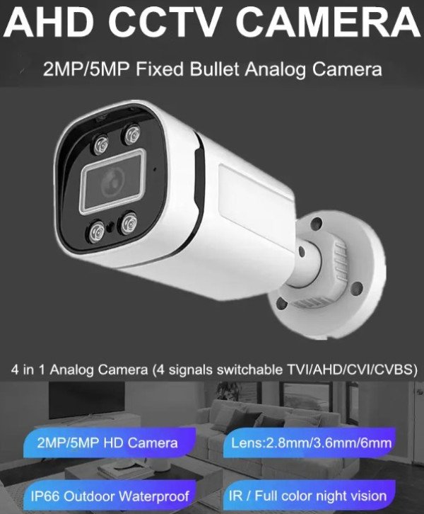 CAM-AHD2MP-PAU60 GMB BULLET kamera 2 mpix B/W 30M IR LED 4 In 1, AHD/TVI/CVI/CVBS, IP66, 2.8m - Slika 2