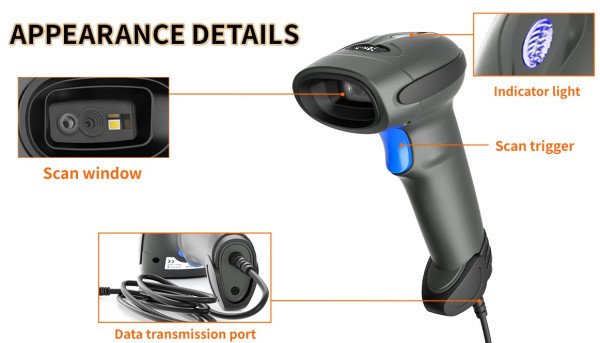 POS-BS3208 GMB 2d Hi Performance CMOS barcode scanne, barkod skener, wired USB - Slika 2