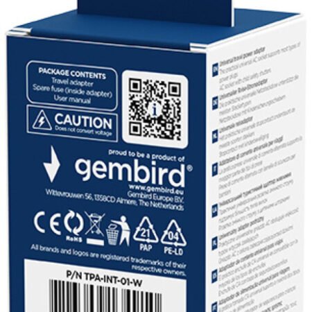 Travel adapter TPA-INT-01-W Gembird Univerzalni