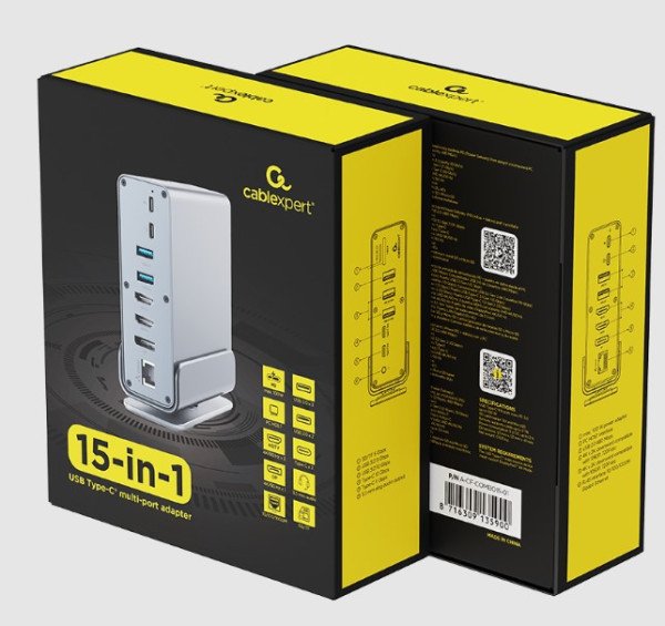 A-CF-COMBO15-01 Gembird USB Type-CF 15-in-1 multi-port adapter (USB hub, Type-CF, HDMI, DP, LAN,3,5) - Slika 2