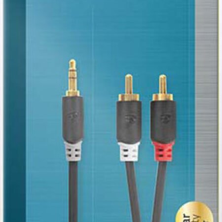 CABW22200AT20, Stereo audio kabl 3,5 mm muški, 2x RCA muški, Pozlaceni, 2,00 m, Antracit