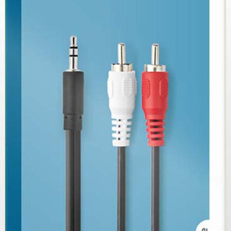 CAGB22200BK100, Stereo audio kabl, 3,5 mm muški, 2x RCA muški, Niklovani, 10,0 m, Crni