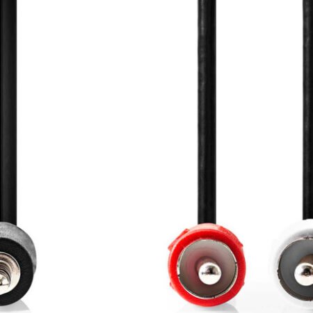 CAGB22200BK50, Stereo audio kabl, 3,5 mm muški, 2x RCA muški, Niklovani, 5,00 m, Crni