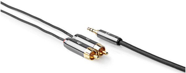 CATB22200GY20 Stereo audio kabl, 3,5 mm muški, 2x RCA muški, Pozlaceni, 2,00 m, Okrugli, Sivi - Slika 4