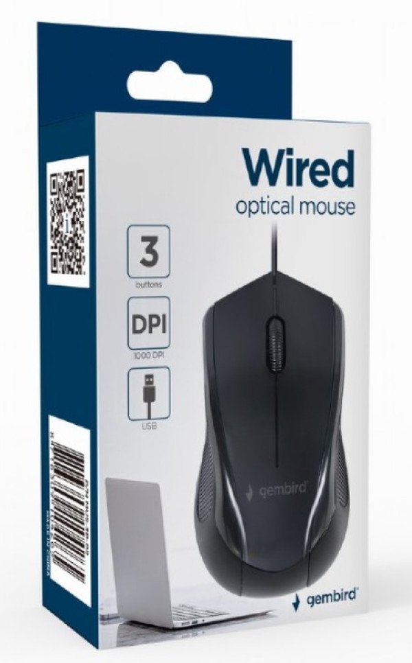 MUS-3B-02 ** Gembird Opticki mis 1000Dpi 3-button black 105mm USB (237) - Slika 3