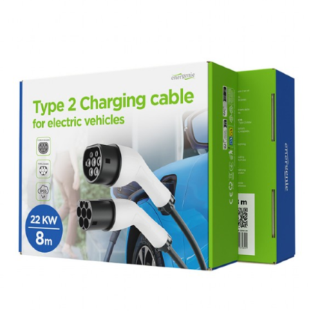 EV-T2MF-22KW-8M Gembird Kabl za punjenje Type 2, 32A trofazni (22 kW), 8 m