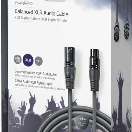 COTG15010GY100, Balansirani audio kabl, XLR 3-pinski muški, XLR 3-pinski ženski, Niklovani, 10,0 m,