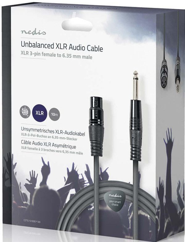 COTG15120GY100 Nebalansirani audio kabl, XLR 3-pinski ženski, 6,35 mm muški, Niklovani, 10,0 m, PVC - Slika 3