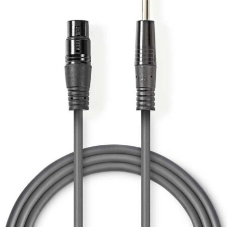 COTH15120GY50, Nebalansirani audio kabl, XLR 3-pinski ženski, 6,35 mm muški, Niklovani, 5,00 m, PVC