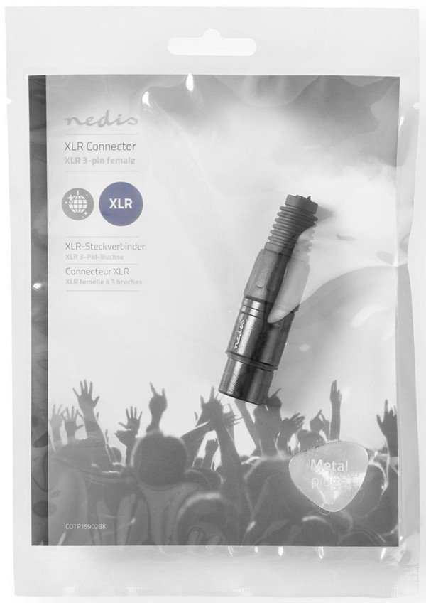 COTP15902BK, XLR konektor, Ravni, Ženski,Niklovani, Lemljenje,Preènik kab. ulaza: 5,0 mm, Crni,1kom - Slika 2