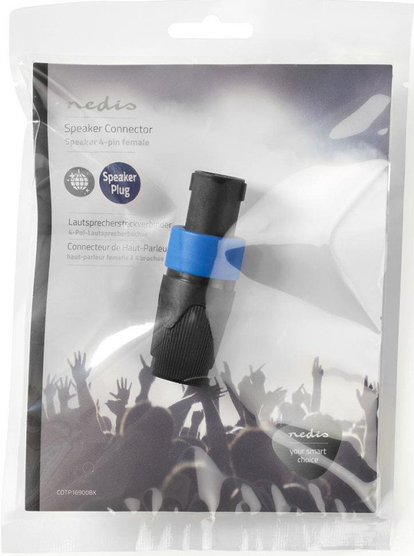 COTP16900BK, Konektor za zvuènik,Ravni,Muški,Nikl,Lemljeni, Preènik kab. ulaza: 8,0 mm,Crni,1kom - Slika 3