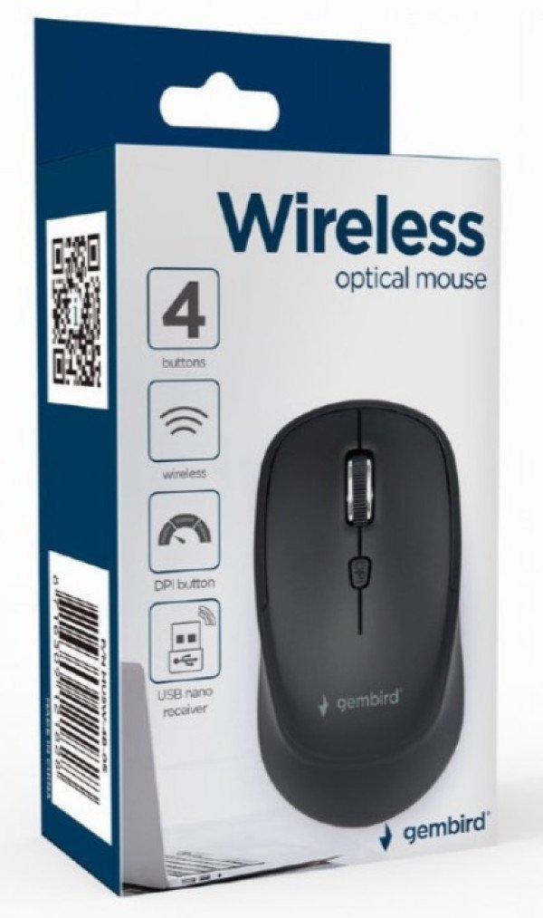 MUSW-4B-05 Gembird Bezicni mis 2,4Ghz Opticki USB 800-1600Dpi 4-button black 99mm - Slika 4