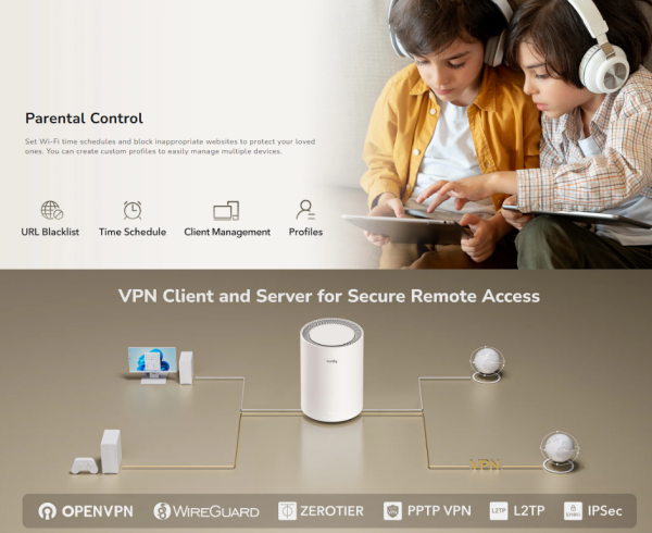 Cudy M3600(1-Pack), BE3600 Gigabit Mesh Wi-Fi 7 System, 2882 Mbps + 688 Mbps IPv6 - Slika 3