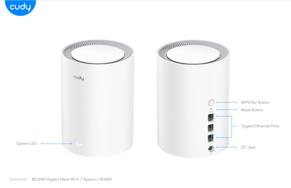 Cudy M3600(1-Pack), BE3600 Gigabit Mesh Wi-Fi 7 System, 2882 Mbps + 688 Mbps IPv6 - Slika 3