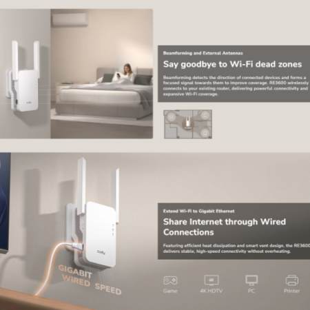 Cudy RE3600, BE3600 Mesh Wi-Fi 7 Range Extender,2882 Mbps + 688 Mbps Wi-Fi