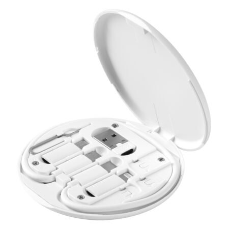 STOCK, plastična kutija sa adapterima i držač za mobilni telefon, bela