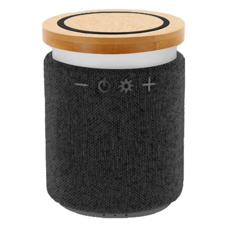 RUMBA, bežični zvučnik, 5w i bežični punjač, 15w, sa rgb svetlom, crni