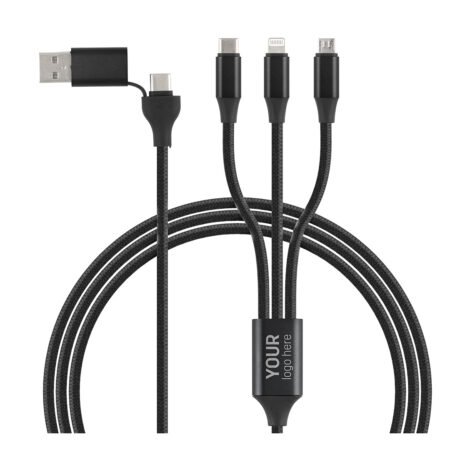 FLET 60W 6IN1, usb type-c kabl za punjenje i prenos podataka, 6 u 1, 60w, crni