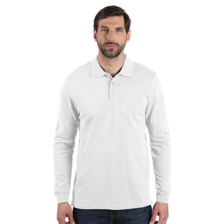 AZZURRO II LSL, pamučna polo majica dugih rukava, 180 g/m2, bela