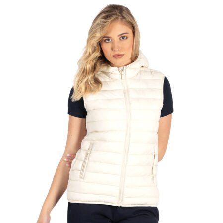 LIBERTY HOOD VEST WOMEN, ženski prsluk sa kapuljačom, krem-beli