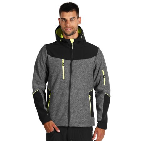 PANTHER GREY JACKET, softshell jakna sa kapuljačom, neon žuta
