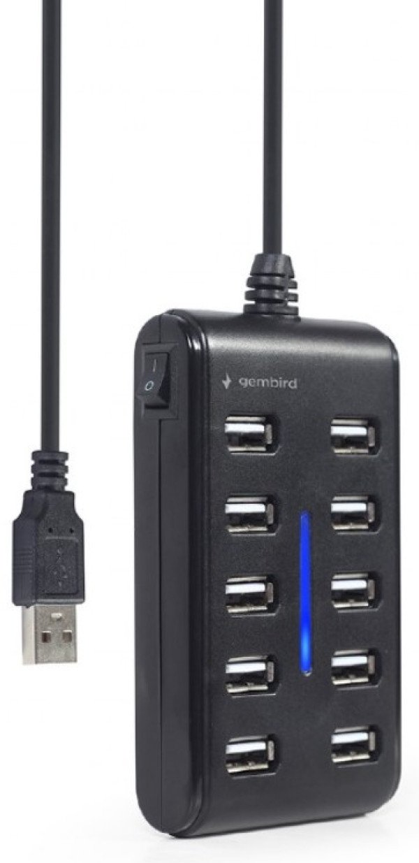 UHB-U2P10P-01 Gembird 10-port USB 2.0 HUB, black A - Slika 3