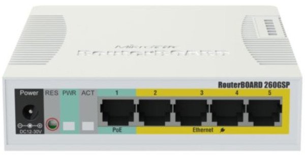 MikroTik RB260GSP, Switch, CSS106-1G-4P-1S, 5x RJ45 1000Mb/s, 1x SFP, 4x Passive PoE (55) - Slika 3