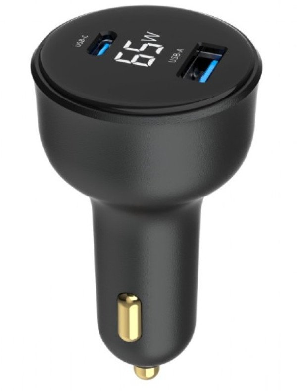 TA-UC-AC2PD65LCD-CAR-01 Gembird 2-port USB brzi punjac za auto, Type-C PD, LCD, 65W, black - Slika 4
