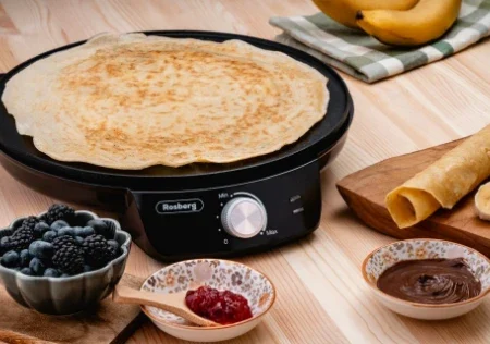 Rosberg aparat za palacinke R51323A 1200W,crna,indicator napajanja,nelepljiv premaz