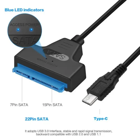 Kettz NKC-K022 USB C na Sata 22 pin Napojni Kabl