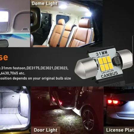 AUXITO DE3175 LED sijalice 6000K CANBUS 3021 3175 31mm-6P-BLACK-W2