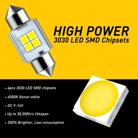 AUXITO LED festoon 31mm sijalice 6000K 8W CANBUS SJ-U4-31MM-W2