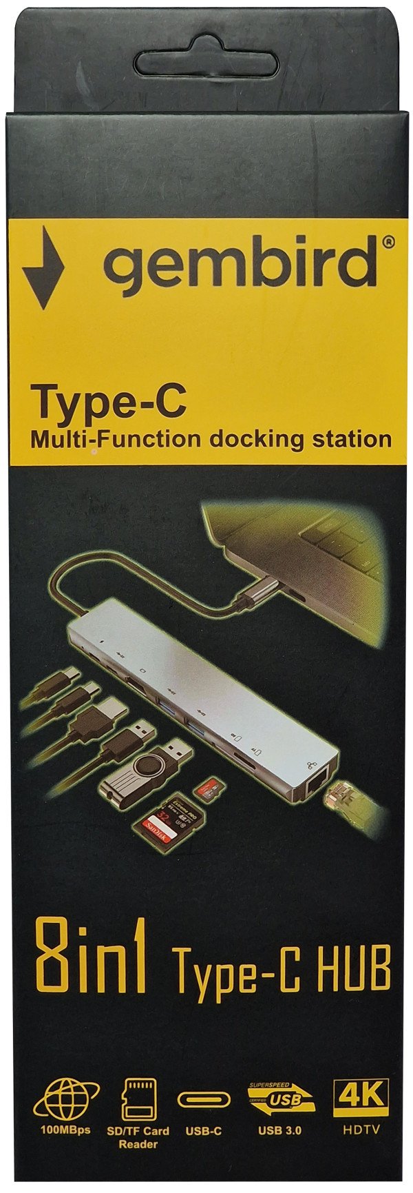 A-CM-COMBO8-05 * Gembird USB HUB Type-C 8-in-1 multi-port adapter USB-C+USB-A+HDMI+PD+card+RJ45, FO - Slika 4