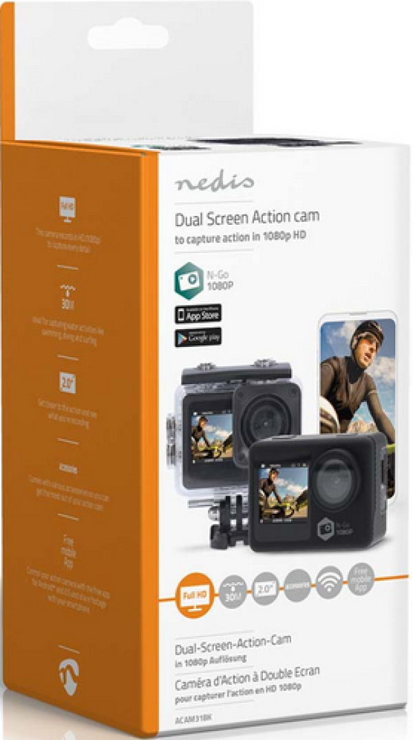 ACAM31BK Dual screen action cam with HD 1080p@30fps resolution Nedis - Slika 4
