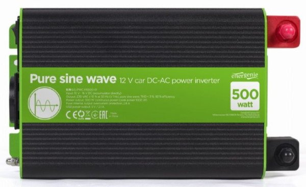 EG-PWC-PS500-01 Gembird 12V Cist sinusni auto inverter DC/AC 500W + USB port, 1,95KG - Slika 4