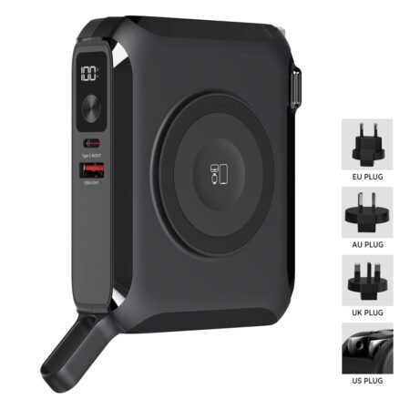 BARACUDA PRO, univerzalni putni punjač laptop pomoćna baterija, 15.000 mah, pd 65w, sa magnetom, crna