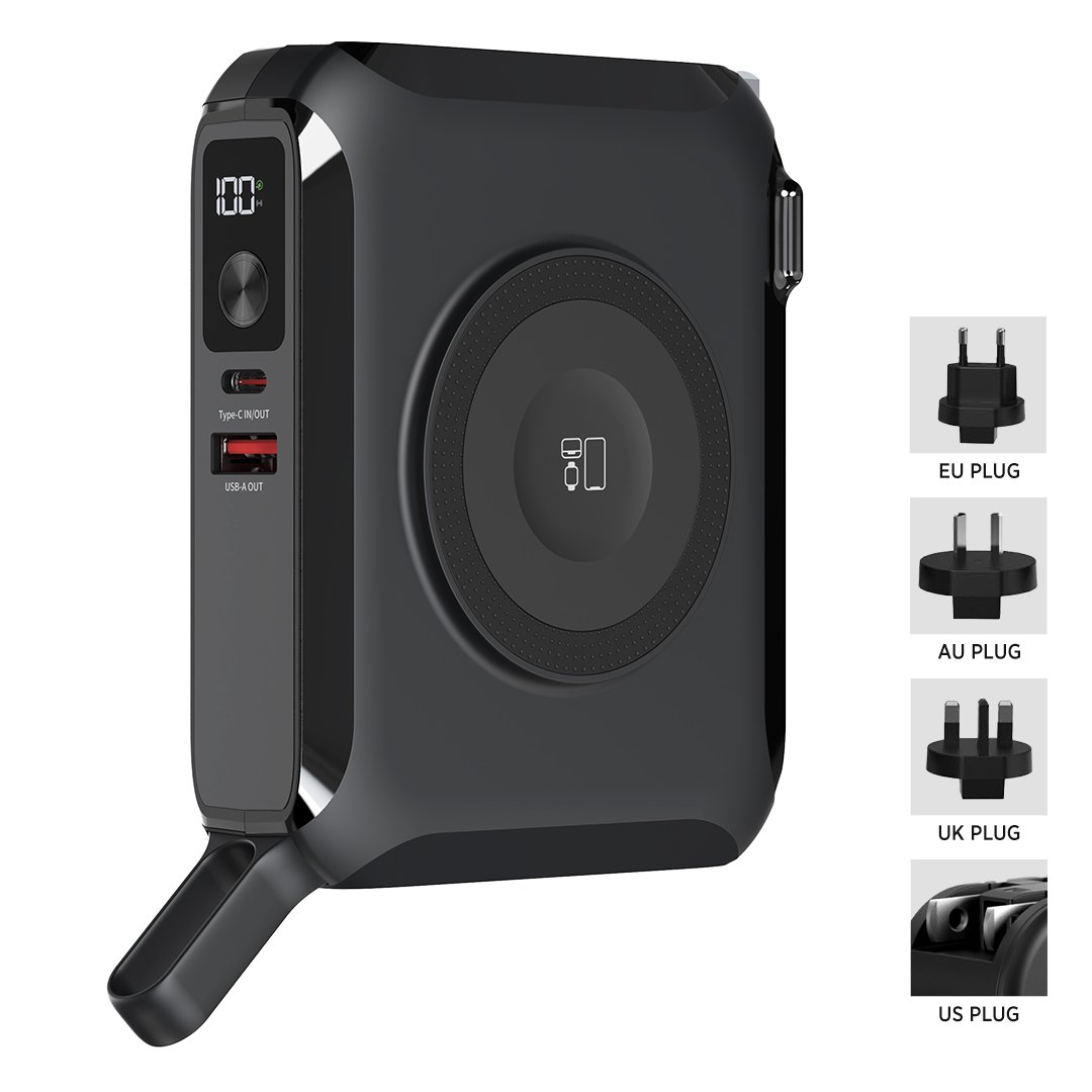 BARACUDA PRO, univerzalni putni punjač laptop pomoćna baterija, 15.000 mah, pd 65w, sa magnetom, crna