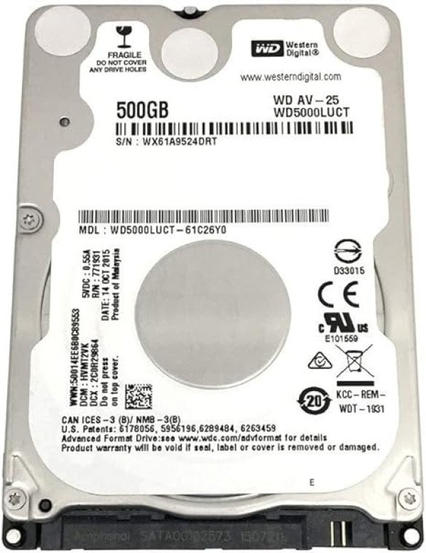HDD 2.5 * 500GB WD5000LUCT WD AV-25 24/7 5400rpm 16mb SATA 7mm - Slika 2