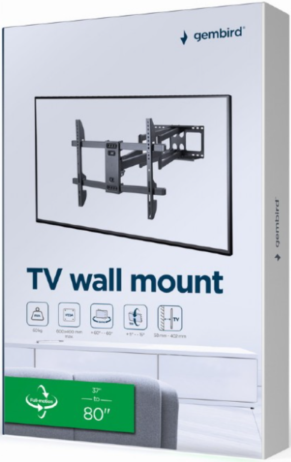 WM-80ST-02 Gembird TV nosac okretanje/tilt 37-80 VESA max.60x40cm, max 60kg, drzac - Slika 4