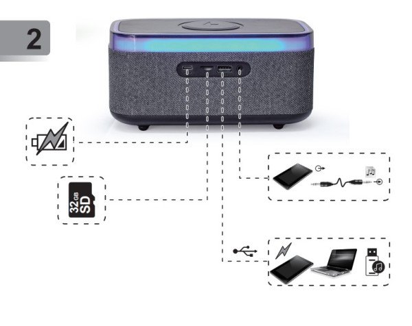 DAC-SPKBT-QC15-BK Gembird Digitalni sat+alarm sa bezicnim punjenjem telefona 15W i zvucnikom, FM, BT - Slika 4