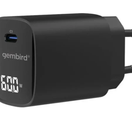 TA-UC-1C-PD60LCD-01-BK Gembird USB punjac 60W USB Type-C fast charger, LCD, black