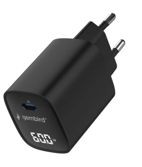 TA-UC-1C-PD60LCD-01-BK Gembird USB punjac 60W USB Type-C fast charger, LCD, black - Slika 3