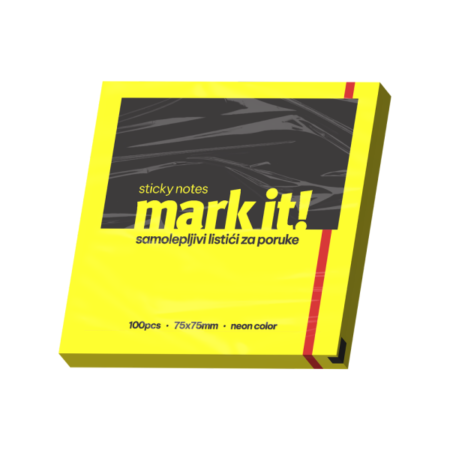 Samolepljivi listići Mark 100lis, 75x75mm NEON žuti