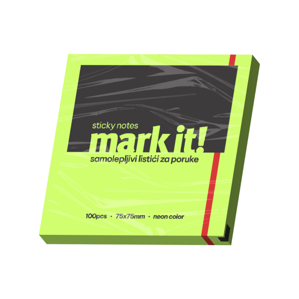 Samolepljivi listići Mark 100lis, 75x75mm NEON zeleni
